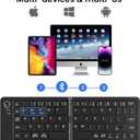 Mini Foldable Bluetooth Keyboard - Portable Wireless Full Size Keyboard (Sync Up to 3 Devices), Ultra-Slim Aluminum Travel Folding Keyboards for iPhone iPad Mac Android Windows iOS (Black)