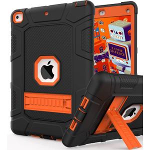 Rantice iPad 6th Generation Cases, iPad 5th Generation Case, iPad 9.7 Case, iPad Air 2 Case, Hybrid Shockproof Rugged Drop Protection Case Built with Kickstand for iPad 9.7 inch (Black+Orange)
