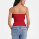Tube Tops for Women Twist Knot Summer Going Out Crop Tops Backless Strapless Bandeau Tops Y2K Basic (Red, L)