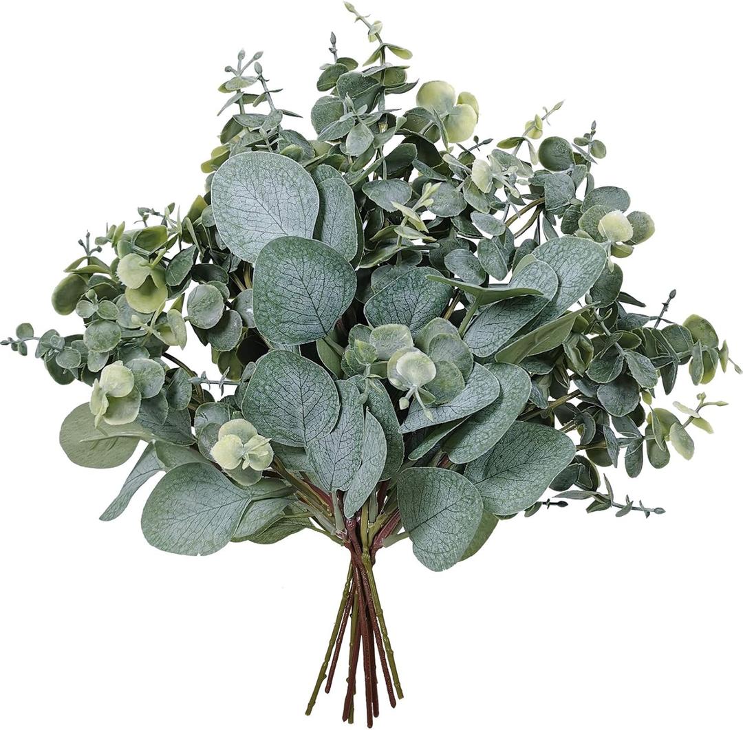 10 Pcs Mixed Eucalyptus Leaves Stems Bulk Artificial Silver Dollar Picks Faux Branches for Vase Bouquets Floral Arrangement Wreath Farmhouse Rustic Greenery Decor