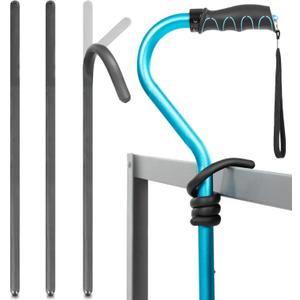Vive Bendable Cane Holder 4 Pack - Flexible Walking Stick Stand for Table - Fixation Grabber Hook Attaches on Walker, Rollator, Mobility Scooter, Wheelchair-Accessory to Hang & Hold Items Within Reach