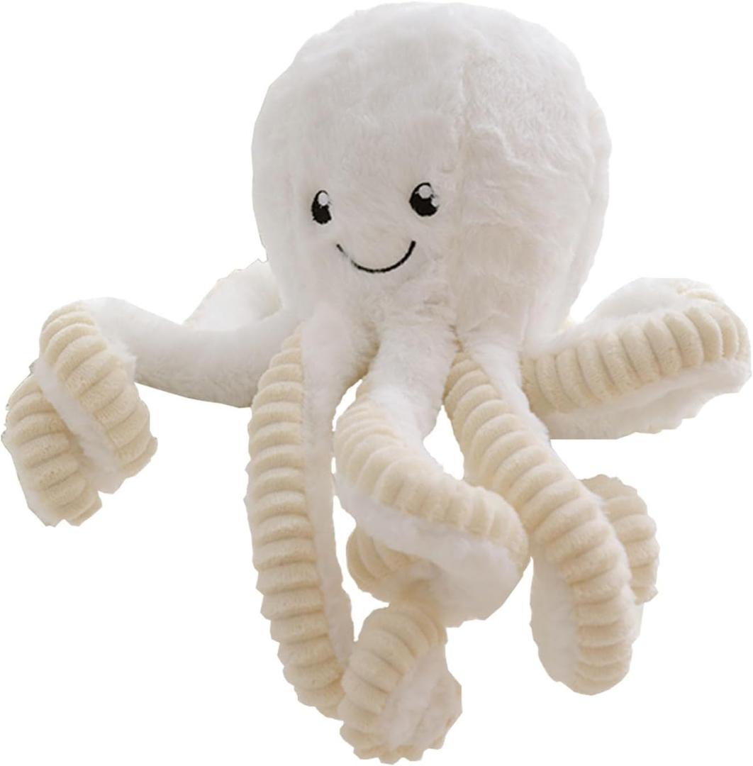 Cute Big Octopus Pillows,Interior Decoration Octopus Cushion,Soft Marine Animal Decorations (White, 15.7 inch)