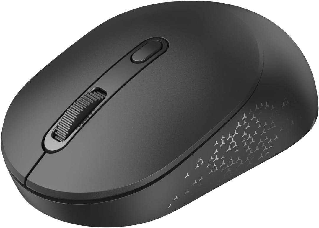 TECKNET Bluetooth Wireless Mouse, Bluetooth 5.0 & 2.4G USB-A Receiver, Compact & Portable, Silent Click, Ergonomic Symmetrical Design, 18-Month Battery, Adjustable DPI, Wide Compatibility - Black