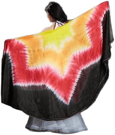 Women 100% Silk Belly Dance Silk Veils Tie-Dye Silk Veil Hand Scarves Dancing Accessories 98"X45"