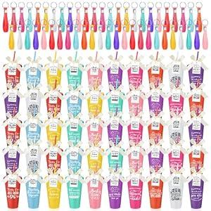 Tioncy 50 Sets Employee Appreciation Cups 24oz Plastic Thank You Tumblers with Lids Straws Keychains Cards Staff Bulk Thank You Gifts for Teacher Nurses Graduation Gifts(Novel)