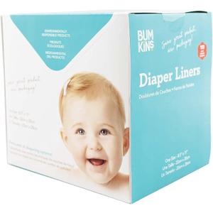 Bumkins Disposable Cloth Fabric Diaper Liner, Biodegradable, Neutral, 100 Count (Pack of 1)