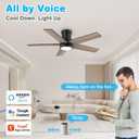 42In Smart Low Profile Ceiling Fan with Lights Remote,Controll by Voice WIFI Alexa App,Quiet DC Motor,Outdoor Indoor Flush Mount Ceiling Fans,Modern Black Walnut Fan for Bedroom Patio Porch