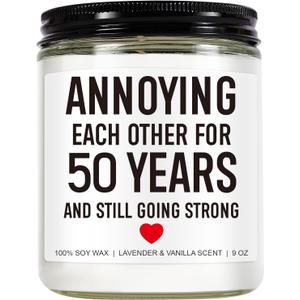 Younift Funny 50 Years Candle, 50th Anniversary, Gifts for Couple, Parents - 50th Wedding Anniversary Decorations, 50 Year Golden Anniv. Gifts for Husband, Wife, Friends, Women, Men - 9 oz (White)