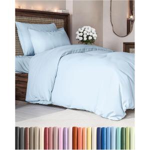 Duvet Cover Twin/Twin XL Size Set - Extra Soft Twin/Twin XL Duvet Cover 68" x 90" with 1 Pillow Sham - Hotel Luxury, Easy Care, Fade Free w/ Zipper Closures & Ties - Comfy & Breathable (Light Blue) (20 - Baby Blue (No Comforter))