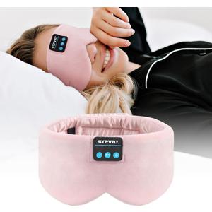 Sleep Mask Bluetooth Headphones Soft Wireless Headband Eye Mask Blackout with Microphone (Pink)