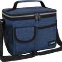 opux Insulated Lunch Bag for Men Women, Leakproof Heather Navy Lunch Box for Work, Portable Soft Lunch Cooler Bag with Shoulder Strap, Adult Lunchbox Lunch Pail for Kid Boy Girl School, 14 Can/8L
