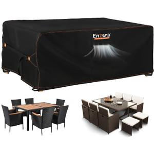 Enzeno Patio Furniture Set Cover Waterproof, Outdoor Dining Coffee Table Chair Covers Rectangular, Heavy Duty Outside Weatherproof Sectional Set Covers for Protection 74" L x 47" W x 28" H Black
