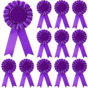 12 Pieces Blank Award Ribbon Prize 1st Place Rosette Medal Winner Victory Recognition Participation Ribbon for Competition Sport Event School Contest(Purple)
