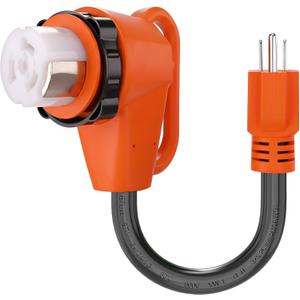 50 Amp to 110 Volt RV Adapter 12 Inch, NEMA 5-15P to NEMA SS2-50R Electrical Power Adapter with Upgraded Grip Handle,10/3 Gauge 90 Twist Lock RV Dogbone Adapter Cord