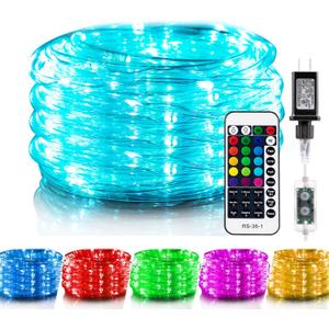 Minetom Color Changing Rope Lights Outdoor, String Lights with Plug & Remote, Twinkle String Lights Indoor Bedroom, Waterproof LED Rope Lights for Outside,16 Colors (33 FT)