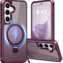 Hocase for Samsung Galaxy S25 Plus Case, with Ring Stand [Magnetic Wireless Charging Supported] [Military Grade Protection] Slim Shockproof Translucent Protective Phone Case - Wine Red