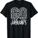Jaguars Team Mascot School Spirit Game Night Leopard Print T-Shirt (Black, L)