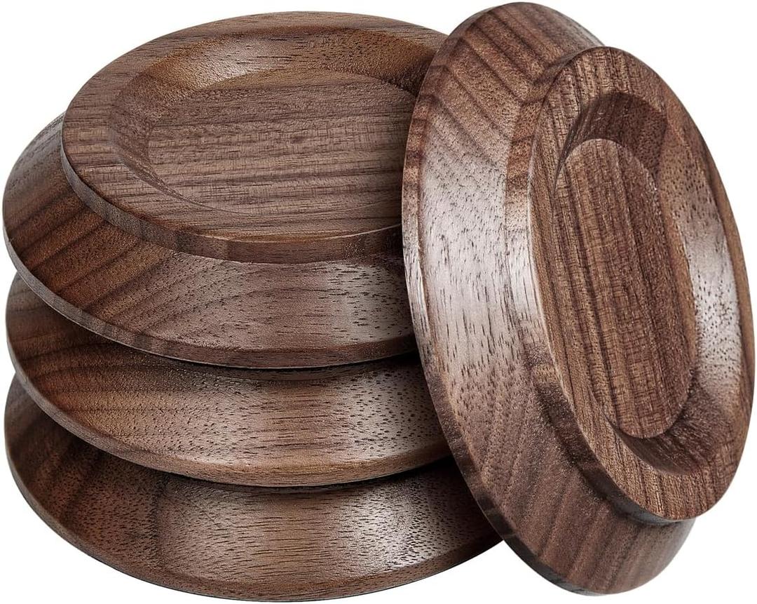 Piano Caster Cups Black Walnut Wood Caster Cups Coasters for Upright Piano