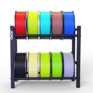 Skouphy 3D Printer Filament Storage Rack, 2 Tier Filament Spool Holders for PLA/ABS/TPU, Filaments Organzied for 3D Printing Studio, Office Workshop,Storage 10 roll Pack