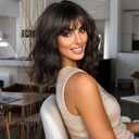 VCKOVCKO Short Wavy Bob Wigs With Air Bangs Women's Shoulder Length Curly Wavy Wigs Synthetic Cosplay cool brown Bob Wig for Girl (12", Black brown)