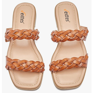 Veittes Women's Flat Slide Sandals - Casual Classic Simple Strappy Slip on Flat Summer Sandals. Size 8