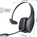 Trucker Bluetooth Headset, Wireless Headset with Mic, Bluetooth Headsets with Dual Noise Cancelling Microphone & Mute Button, 55Hrs Working Time PC Headsets for Cell Phones, Computer, Truck Driver