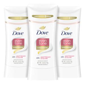 Dove Even Tone Antiperspirant Deodorant Stick Peach Blossom & Rice Milk 3 Count 2.6 oz