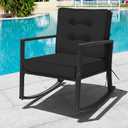 Patiojoy Outdoor Wicker Rocking Chair Glider Rattan Rocker Recliner with Cushion