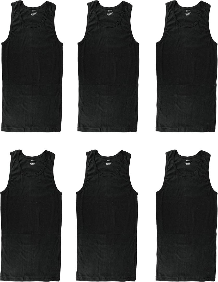Gelante 6 Packs 100% Cotton Athletic Men's Basic Tank Top 7001-BK-M Black