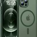TOCOL Magnetic for iPhone 12 Pro Max Case, Upgraded Full Camera Protection, Compatible with Magsafe, Drop Protection, Translucent Matte Back Bumper Phone Cover 6.7-InchAlpine Green