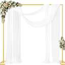 Fomcet 8FT x 8FT Backdrop Stand Heavy Duty with Base, Gold Portable Adjustable Pipe and Drape Backdrop Stand Kit, Square Metal Arch Party Frame for Wedding Birthday Parties Banquet Decorations
