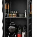 53in Storage Cabinet Station for Solo Stove Yukon/Bonfire/Ranger and more Smokeless Fire Pit Accessories with Waterproof Cover,Adjustable Firewood Storage Racks for Patio Logs and Fire Pit Accessories