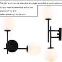 BYOLIIMA Black Globe Wall Sconces, 2-Light Modern Matte Black Vanity Lights with White Globe Glass Shade, Industrial Farmhouse Wall Lamp for Bedroom, Living Room, Kitchen, Bathroom