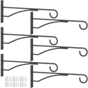 Eyrosa 8" Plant Hangers 6 Pack, Hanging Plant Bracket for Wall Fence Porch Outdoor Indoor, Metal Plant Hooks for Basket, Flower, Planter, Feeder, Lantern, Wind Chime (Black)
