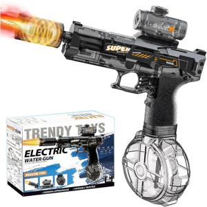 Electric Water Gun for Adults Kids, Automatic Squirt Gun with a Long Range of up to 26-30 Ft, LED Light Large Capacity Battle Blaster Fully Auto Water Gun (Black)