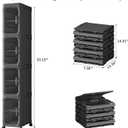 4-Tiers Slim Bathroom Storage Cabinet, Foldable Storage Cabinets,Narrow Bathroom Storage,Movable Bathroom Storage Organizer for Small Spaces,Bathroom,Kitchen,Laundry, Black