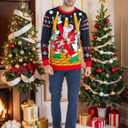 RAISEVERN LED Men Ugly Christmas Sweater Funny Light Up Xmas Party Long Sleeve Knitted Pullover (Black, M)