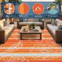 Garvee 5x8 Outdoor Waterproof Rug, Floral Outdoor Area RugReversible Plastic Straw Patio Rug, Portable Camping Mat for RV, Picnic, Beach, Balcony, Garden & Camping Orange