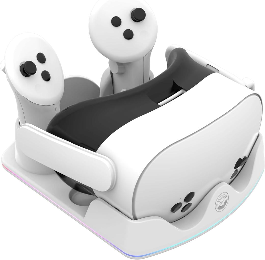 Meta Quest 3S/3/2 Charging Dock, RGB Light Charging Station, VR Glasses Accessories with Stand for Headset & Controller
