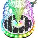SZMP Solar Fountain, Upgrade 4W Solar Bird Bath Fountain with 4000mAh Battery, Color LED Lights, Outdoor Solar Powered Water Fountain Pump with 7 Nozzles and 4 Fixers for Garden, Patio, Pond, and Pool