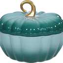 Pumpkin Enameled Cast Iron Dutch Oven with Lid, 4.5 QT Dual Handles and Heavy Duty Pot, Oven Safe up to 500F for Bread Baking, Braising, Cooking and Family Gifts, Cyan