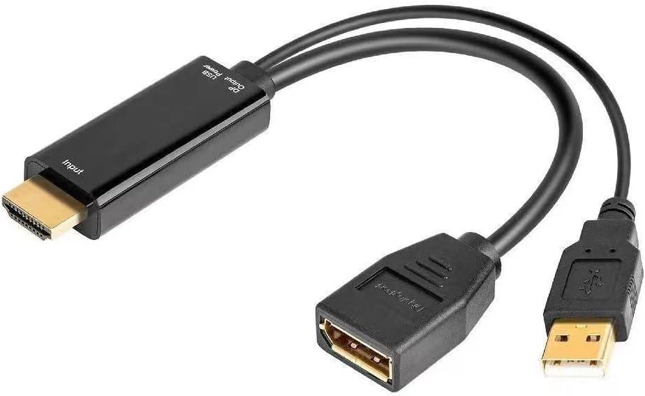 Hd to dp Cable Converter Adapter HDMI to DisplayPort Adapter with USB Power 4k for PC Laptop HDMI Male to DP Female Adapter Compliant with Xbox One/PS4/PS5