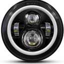 7 Inch LED Halo Headlights with Amber Turn Signal White DRL Compatible with Jeep Wrangler JK TJ CJ Chevy Blazer C10 Camaro Ford F150 F250 F350-1PC
