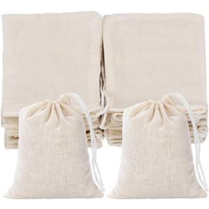 Tatuo 3 x 4 Inches Muslin Cotton Drawstring Bags Canvas Linen Sachet Bag Reusable Empty Gift Pouch for Party Home Supplies