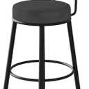 Etern-Stern Tall Bar Chairs Armless Bar Stools Round Velvet Counter Stool 65cm/25.6 Inch W/backrest Dining Chair for Bar Kitchen Dining Metal Bar Chair Enjoy Life(Black)