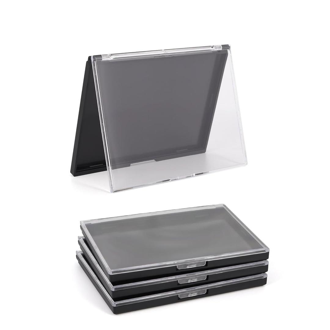 Magnetic Makeup Palette Empty with Clear Top, 3Pack Empty Eyeshadow Pan Dispensing Storage Box with 60Pcs Adhesive Metal Stickers for DIY Cosmetics Lipstick Blush Powder-5.7"x4.3"Palette