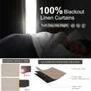 Linen Curtains 84 Inch Length 2 Panels Total Blackout for Bedroom, Sand Extra Wide patio door curtains 100 inches (2*50W*84L) Draft Blocking Insulated Drop Cloth Drapes Farmhouse Back Tab/Rings/Hooks