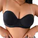 MakeMeChic Women's Plus Size Underwire Backless Bra with Clear Invisible Strap (XX-Large Plus, Black)