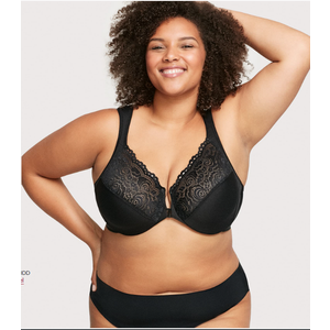 Glamorise Women's Plus Size Wonderwire Front-Closure Bra Underwire Black 42D