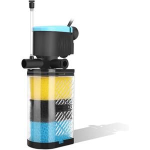 Aquarium Filters 3-Stage Aquarium Filter in-Tank Filter Internal Filter Fish Tank Filter Turtle Filter for 10-40 Gallon Fish Tanks with Dual Water Outlet and Aeration